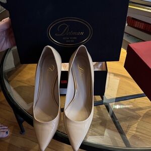 Delman Beige Patent Leather Heels
